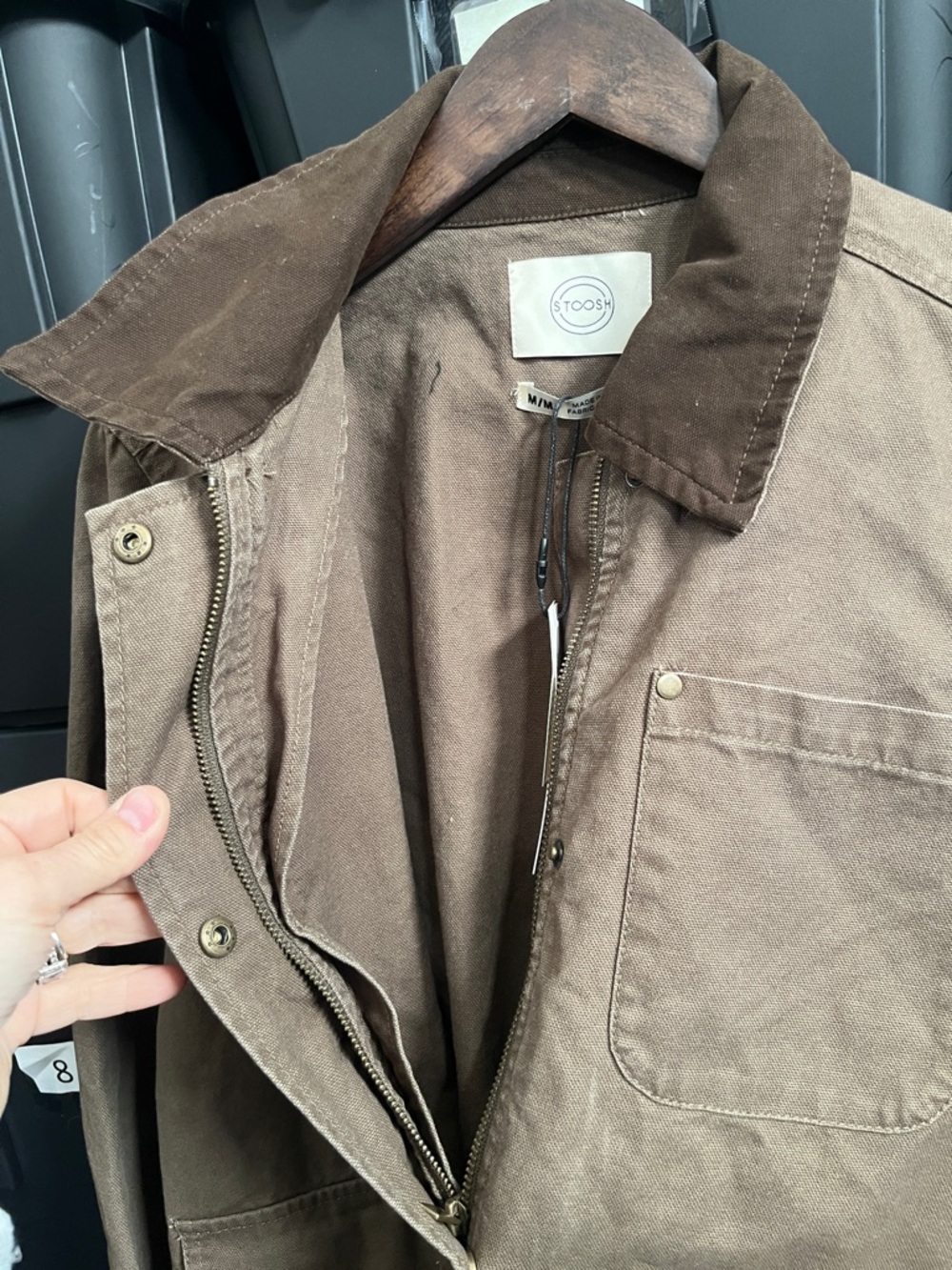 NWT Stoosh Women’s Brown Barn Canvas Work Jacket  Corduroy Collar Chore Medium - Picture 6 of 14